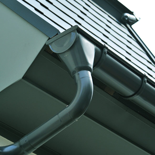 cloes up of a black gutter waynesville nc