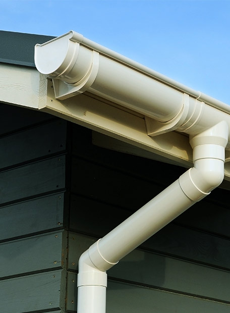 close up of a white pvc gutter waynesville nc