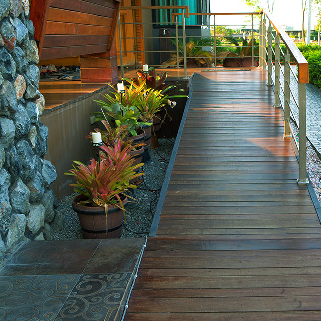 close up of a wooden handycap ramp waynesville nc